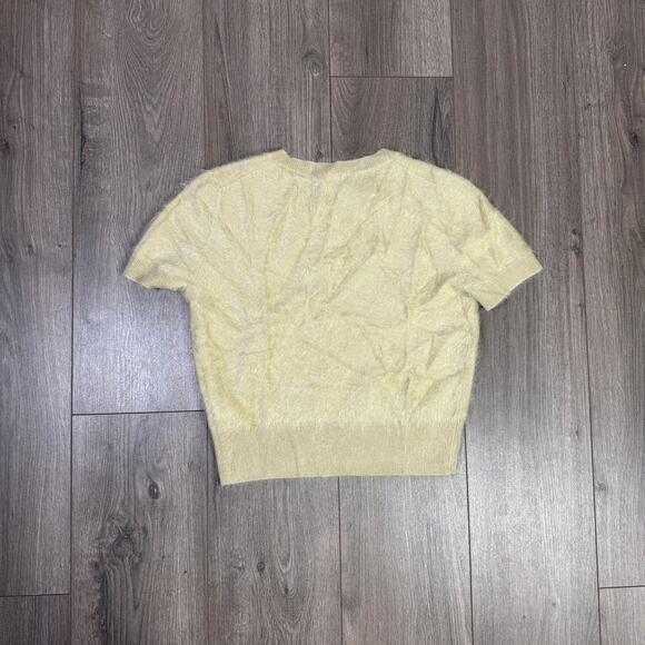 J.Crew Brushed Cashmere Sweater T-Shirt S Tan Crew Neck Short Sleeve Soft Fuzzy - Picture 4 of 6